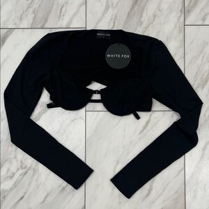 White Fox Boutique Black Long Sleeve Crop Top